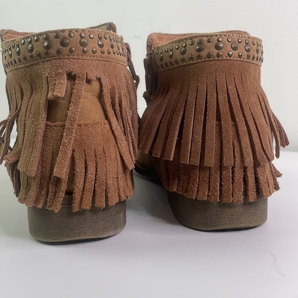 Massimo Vegan Suede Fringed Booties Side zip 6.5M - Picture 7 of 12